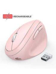 Yijin Jelly Comb 2,4 GHz:n langaton hiiri kannettavan tietokoneen ladattavalle ergonomiselle pystysuoralle vaaleanpunaiselle hiirelle, jossa on 3 s...