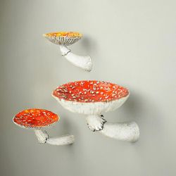 Yunshu 3PCS champignon form mini hylde, værelse væg indretning