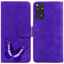 Etui til Xiaomi Redmi Note 11/ 11s Butterfly Cover Premium Læder Magnetisk- Pink Lilla