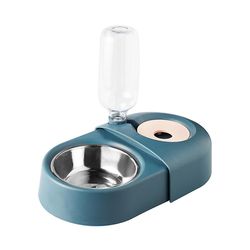 Pet Cat Bowl Automatisk feeder 2-i-1 Hundekattemadsskål med vandfontæne Dobbelt skål Drikke Hævede stativ skåle til katte