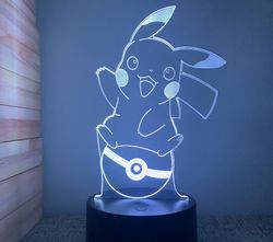 Wekity Wekity Anime Pokmon 3d Yövalo Usb Yövalaisin Kosketus Kaukosäädin Luova Lahjalamppu Ee Musta Kaukosäädin Kosketus 16 Väriä