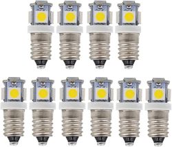 Augro 10 stk E10 6v Cool Hvit Led Pærer 5smd 0.5w 50lm Lampwarm Hvit