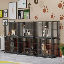 Bingo Paw Heavy Duty Dog Crate Stackable Strong Pet Dog Cage Kennel House