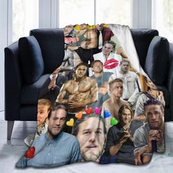 Kerota Charlie Hunnam Pehmeä ja mukava lämmin fleece sohvalle,toimistosänky auto leiri sohva viihtyisä muhkea heitto s ranta s 50x40in 125x100cm