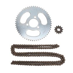25H ketjupyöräsarja, teräksinen 55T takapyörän ratas, 12T etupyörän ratas 146 lenkin vetoketjulla 47CC 49CC minimoottoripyörään ja mönkijään