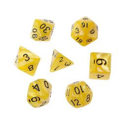 7stk Polyhedral terninger Hvide tal til Dragon Pathfinder D20 D12 2xd10 D8 D6 D4 Gul