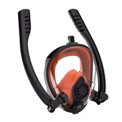 Ebox Anti-dug snorkelmaske med dobbelt åndedrætsrør til dykning Sort orange L/xl