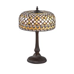 Interiors 1900 Lighting Interiør Mille Feux - 2 lys medium bordlampe Mørk Bronze, Tiffany Glass, E14