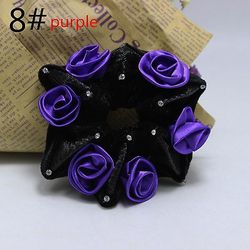 2pc Chiffon Rose Hex Hoved Blomst Hår Ring Pandebånd Farve Trompet med Diamant Fleece Pandebånd 8