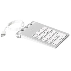 Mini Numerisk tastaturtastatur 18 taster Numerisk tastatur Talltastatur med 3 porter USB-hub for Lapt