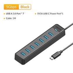 Idsonix USB Hub 4-port 3.0-hubadapter type C-dokkingstasjon 7-porters hubadapter 5 Gbps høyhastighets for Macbook Mac OS C3-1M