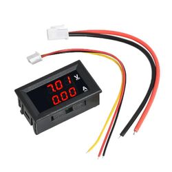 Dc 100v 10a voltmeter ammeter blå + rød led amp dobbelt digital volt meter gauge 10a-rød-rød