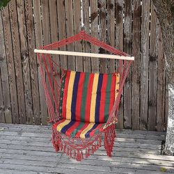 Hengekøye stol Swing Fargerik Stripet Sete Veranda Innendørs Hengende Hengekøye Beach Utendørs Swing Stol