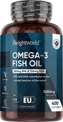WeightWorld Omega 3 kalaöljy 1000mg - 400 pehmeää kapselia (1+ vuotta) EPA & DHA - kalanmaksaöljy