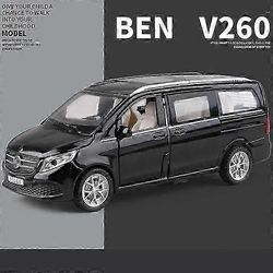 1:32 V260 Alloy MPV -ajoneuvomalli Painevalettu metallileluautokokoelma äänellä ja valolla lasten lahjatavaroille Musta