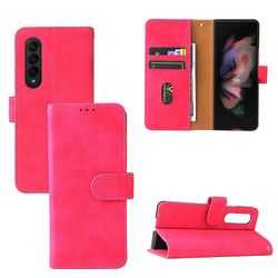 Etui til Samsung Galaxy Z Fold3 5g Cover Premium læder med kortholder Flip Folio magnetisk etui Etui Coque - Sort Pink