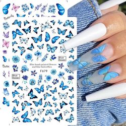 Kissqiqi 10 Ark Butterfly Nail Art Klistermærker Decals FARVE2