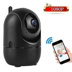 Qian 1080p Wifi Baby Monitor Home Security Ip Kamera Automatisk Tracking Voice Intercom sort