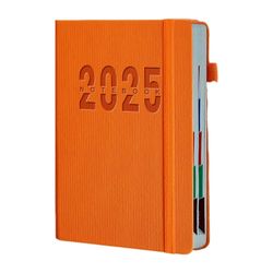 Vuoden 2025 kalenterin kuukausisuunnittelija kovakantinen tammikuusta joulukuuhun 2025 Daily Planner Book Schedulener Oranssi