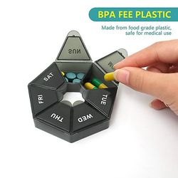 Rejser 7 rum pill box box arrangør box dispenser boks 2 stk Sort
