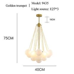 Arysiedder Nordic Frosted Glass Ball Lysekrone For Spisestue Stue Dekorasjon Gull Svart Bubble Led Anheng Lys Hengende Lampe Varm hvit gold small 1...