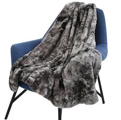 Handuo Faux Fur Throw Blanket - Super Bløde lodne tæpper til sofa, seng sort 80*120CM
