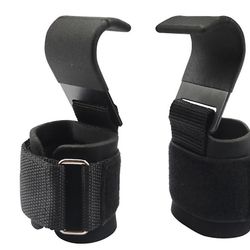 2pcs Vægtløftning Kroge Lift Grip Bælte Hånd-bar Wrist Straps Fitness Hook Strap Pull-ups Grips Polstret Workout Hook Stålkrog