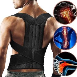 Justerbar kropsholdning corrector ryg støtte skulder ryg skinne kropsholdning korrektion rygsøjlen kropsholdning corrector postural fixer tape Sort...