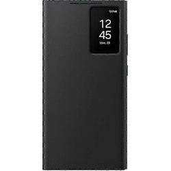 Universal Smart View Lompakkokotelo Galaxy S23 Ultralle ja S24 Ultralle - Kestävä Kuori Korttipaikoilla, Musta Design