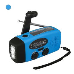 Lxxim Emergency Solar Hand Crank Am / fm Dynamo Vejr Radio Led Lommelygte Oplader Blå