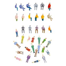 200x plastmalet små mennesker Figur Dukker Toglayout 1/50 1/100 O Ho