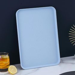 Shiyi Frukttallerken Stor kapasitet Snack Tray Plast Praktisk mat Grade Hjemmelagring Liten skuff Lys blå S