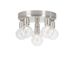 Belid Lighting Regal 6 Light Flush Globe Loftslampe Børstet Aluminium, Slet, E27