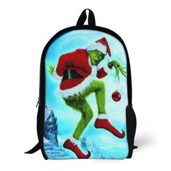 Kuinka Grinch varasti joulureput Perusolkapää päivälaukku Laukku Reppu Reppu Reppu koulun toimistomatkoille 16.1 X 11.8 X 4.5inches