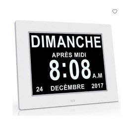 Mikasa Ur Kalender med Dato Day Time Store Auto Dæmpning Alarm For Seniorer - Alzheimers og børn Sort