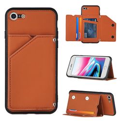 Gangxun Sag til iphone Se 2020/8/7 Vintage Cuir Cover Læderetui Kofanger - Marron