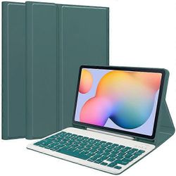 Yhteensopiva Samsung Galaxy Tab S6 Lite / S6 Lite (2022) -nahkakotelon kanssa, jossa on irrotettava näppäimistötelineen kansi Tummanvihreä