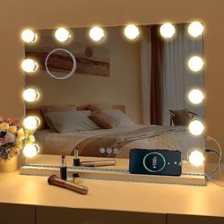 Led speil USB sminke med lys tent 10 pærer 3 lysmoduser bordplate veggmontert kosmetisk m