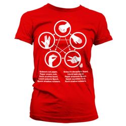 Big Bang Theory Women ' s Big Bang teori Rock-papper-sax-ödla röd monterad T-shirt X Large