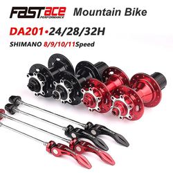 Fastace Hub Da201 Forseglet lejebremsenav af høj kvalitet 24 28 32 huller Mtb mountainbike hubs 8 9 10 11-trins cykelnav 24H Sort et par