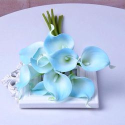 Linkrunning 10 kunstige hestesko blomster, 15 tommer, velegnet til hjem køkken og bryllup dekorationer (blå)