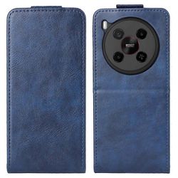 ZTE Blade V70 Max Stand Case Magneettilukko Pystysuora Flip Nahkainen Puhelimen Kansi Korttipidikkeellä - Monivärinen Dark Blue
