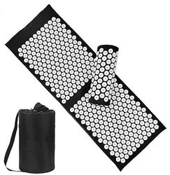 Coosilo Acupoint Yoga Mat Acupressureog Pude Set Neck Ryg Fodmassageapparat sort