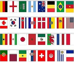 World Cup Flags 2022 World Cup Bunting Banner Top32 Land String Flag Dekorasjon For Fotball Sports Bar, Fotball 14x21cm (10m long in total)