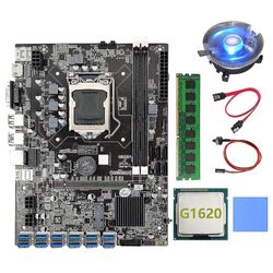 B75 Btc Mboard 12 PCIE til USB A1155 DDR3 4GB 1600MHz Ram + G1620 CPU + SATA-kabel B75 Eth