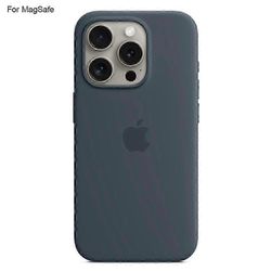 IPhone 15 Pro Max -kotelolle, joka on yhteensopiva MagSafe-nestemäisen silikonipuhelimen takakannen kanssa [Induction Popov Dark Blue