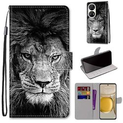 Foxdock Sag for Huawei P50 Pro Creative Mønster Tui magnetisk kort holder tegnebog - Lion