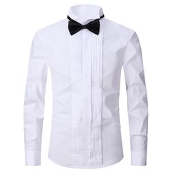 2023-kjole Skjorte Mandlig smokingkrave Groomsman's Dress Groom Bryllupsskjorte Mand Hvid XL