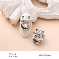 Zircon smykker Smart Elf vil flytte Fortune Cat Beat Heart Bear Nail Dekoration sølv 1732 Smart cat