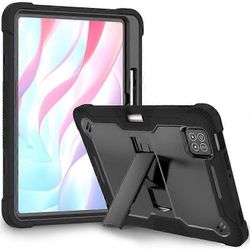 Yhteensopiva Xiaomi Pad 7 Pro / Pad 7 -kotelon jalustan silikonin + PC-iskusuojan kanssa Musta